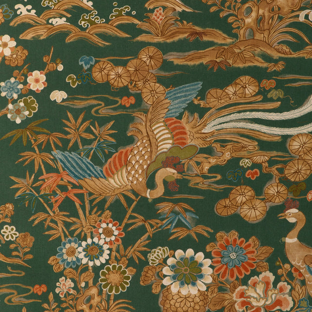 LEE JOFA 2023139.3.0 SAKURA PRINT GREEN Fabric - Eade's Wallpaper