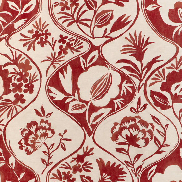 LEE JOFA 2023141.19.0 CALATHEA PRINT RED Fabric - Eade's Wallpaper