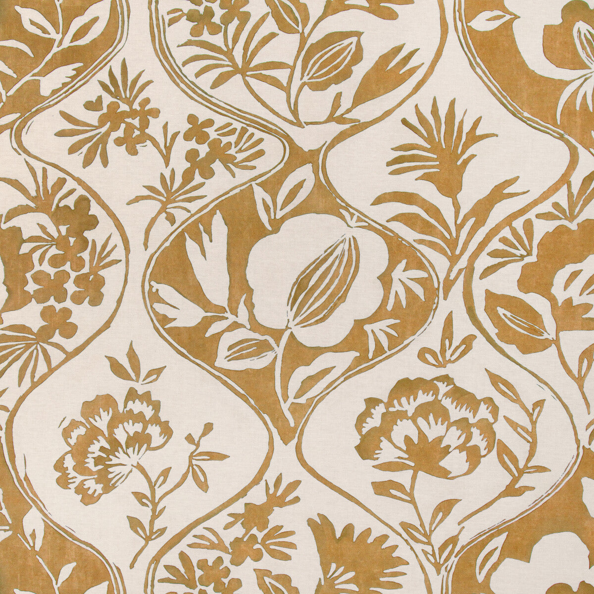 LEE JOFA 2023141.40.0 CALATHEA PRINT GOLD Fabric - Eade's Wallpaper