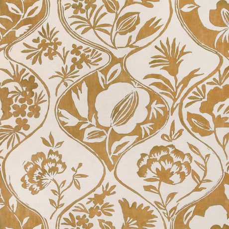 LEE JOFA 2023141.40.0 CALATHEA PRINT GOLD Fabric - Eade's Wallpaper