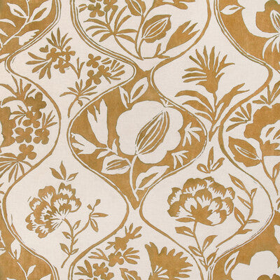 LEE JOFA 2023141.40.0 CALATHEA PRINT GOLD Fabric - Eade's Wallpaper