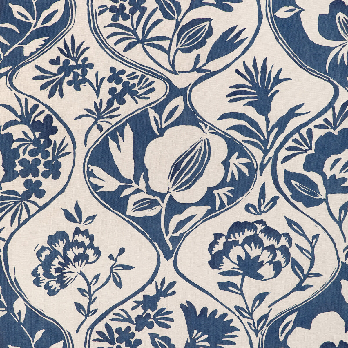 LEE JOFA 2023141.50.0 CALATHEA PRINT INDIGO Fabric - Eade's Wallpaper