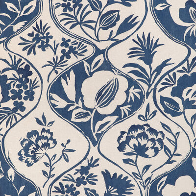 LEE JOFA 2023141.50.0 CALATHEA PRINT INDIGO Fabric - Eade's Wallpaper