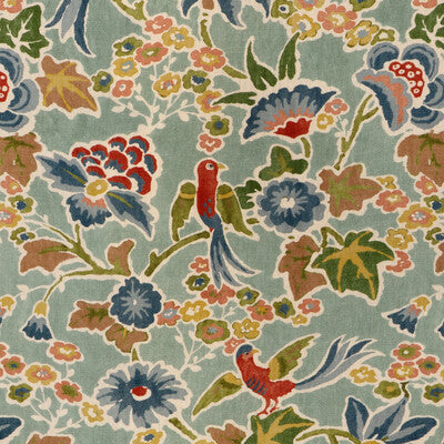 LEE JOFA 2023142.353.0 POSY PRINT AQUA/IVY Fabric - Eade's Wallpaper