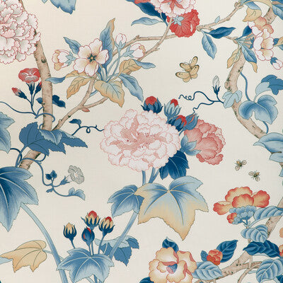 LEE JOFA 2023143.195.0 GARDENIA PRINT BLUE/RED Fabric - Eade's Wallpaper