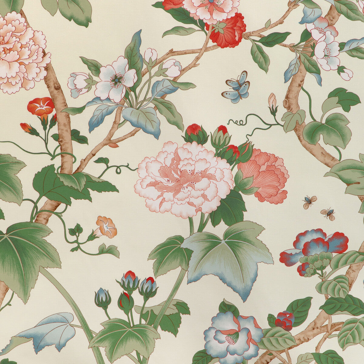 LEE JOFA 2023143.319.0 GARDENIA PRINT RED/GREEN Fabric - Eade's Wallpaper