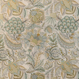 LEE JOFA 2023145.354.0 EDEN EMB AQUA/GOLD Fabric - Eade's Wallpaper