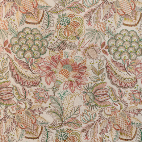 LEE JOFA 2023145.73.0 EDEN EMB PINK/MULTI Fabric - Eade's Wallpaper