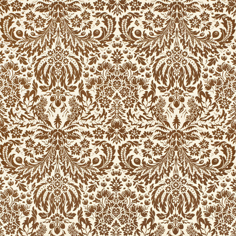 LEE JOFA 2024104.61.0 DAMASK BROWN Fabric - Eade's Wallpaper