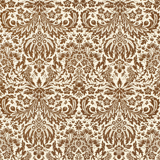 LEE JOFA 2024104.61.0 DAMASK BROWN Fabric - Eade's Wallpaper