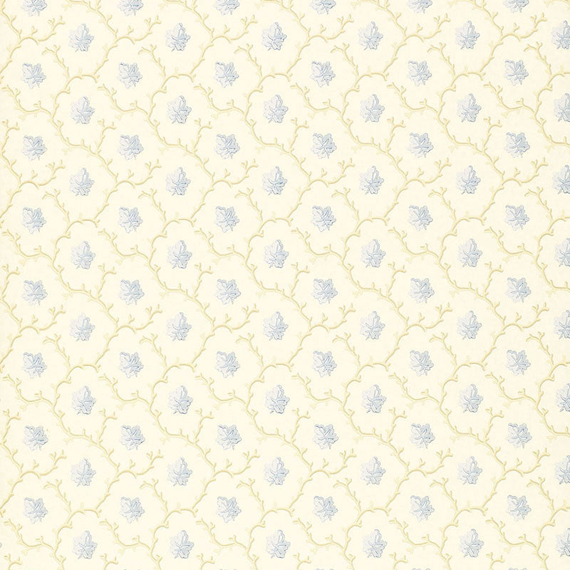 Schumacher Coral Leaf Blue Wallpaper
