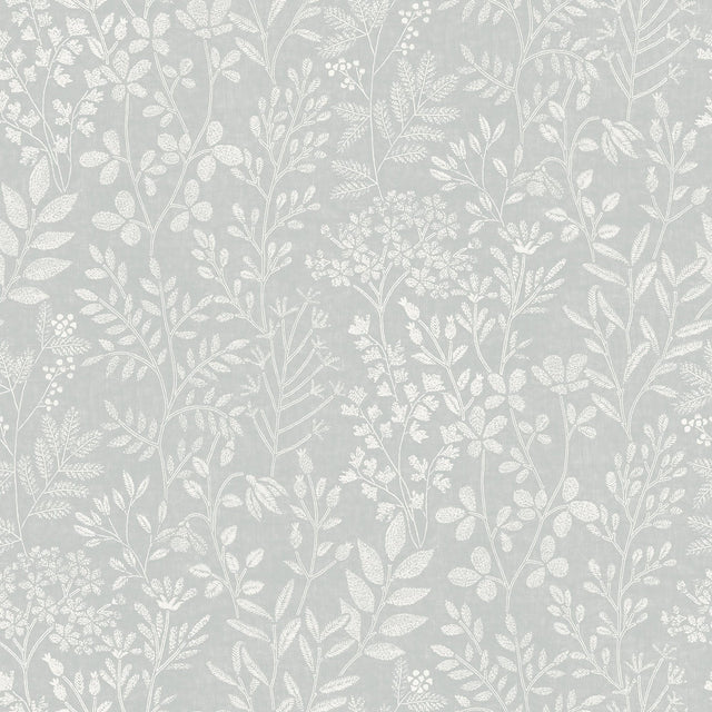 Galerie Karuna Branched Leaves All-over Grey Wallpaper KR205