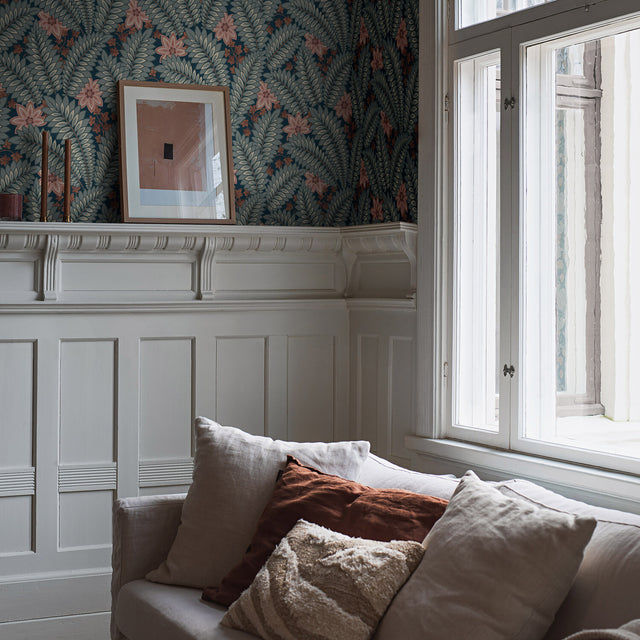 Schumacher 2251 HIDDEN IVY in BLUE Wallpaper - BORÃ…STAPETER