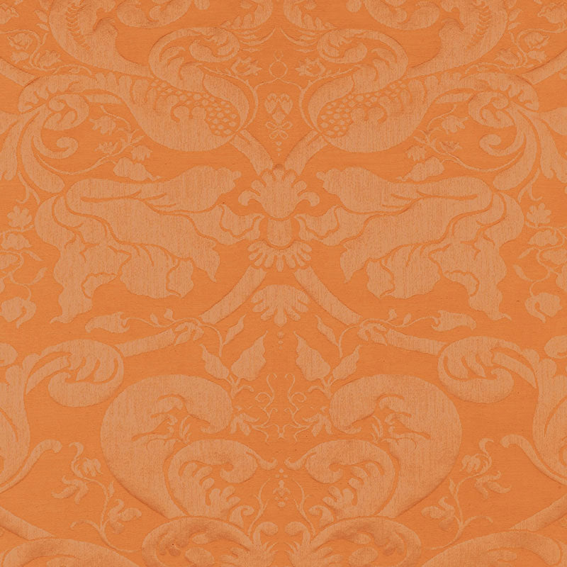 Schumacher Gavotte Brocatelle Damask Terracotta Fabric