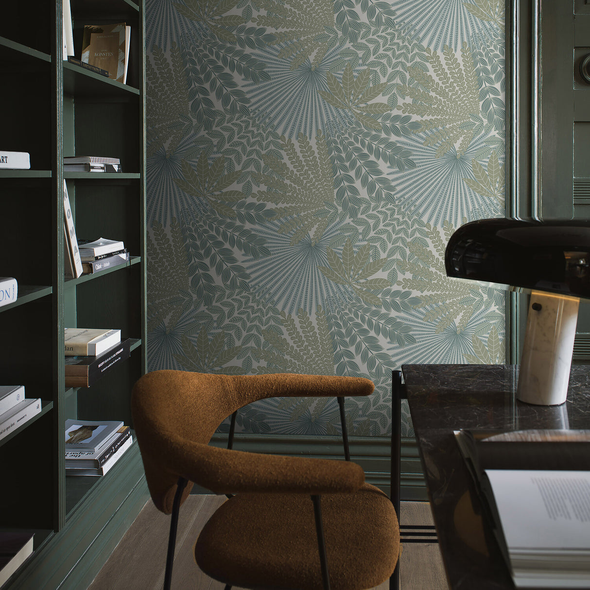 Schumacher 2262 VELVET LEAVES in IVORY AND SAGE Wallpaper - 