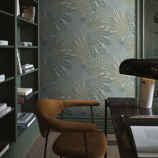 Schumacher 2262 VELVET LEAVES in IVORY AND SAGE Wallpaper - 
