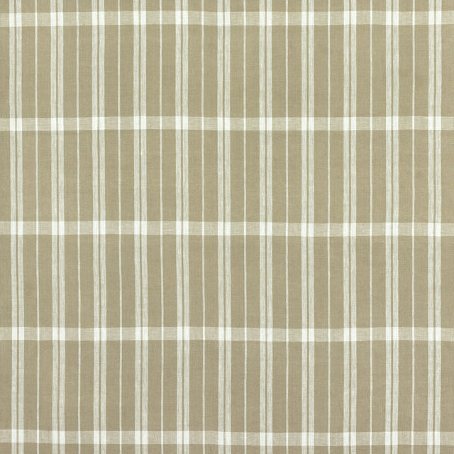 Schumacher 242P14 LINEN CHECK in NATURAL Fabric - RAOUL TEXT