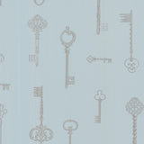 Brewster 2532-20422 Addison Blue Vintage Keys Wallpaper