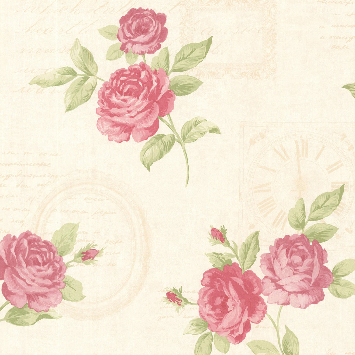 Brewster 2532-20450 Venetia Pink Vintage Rose Toss Wallpaper