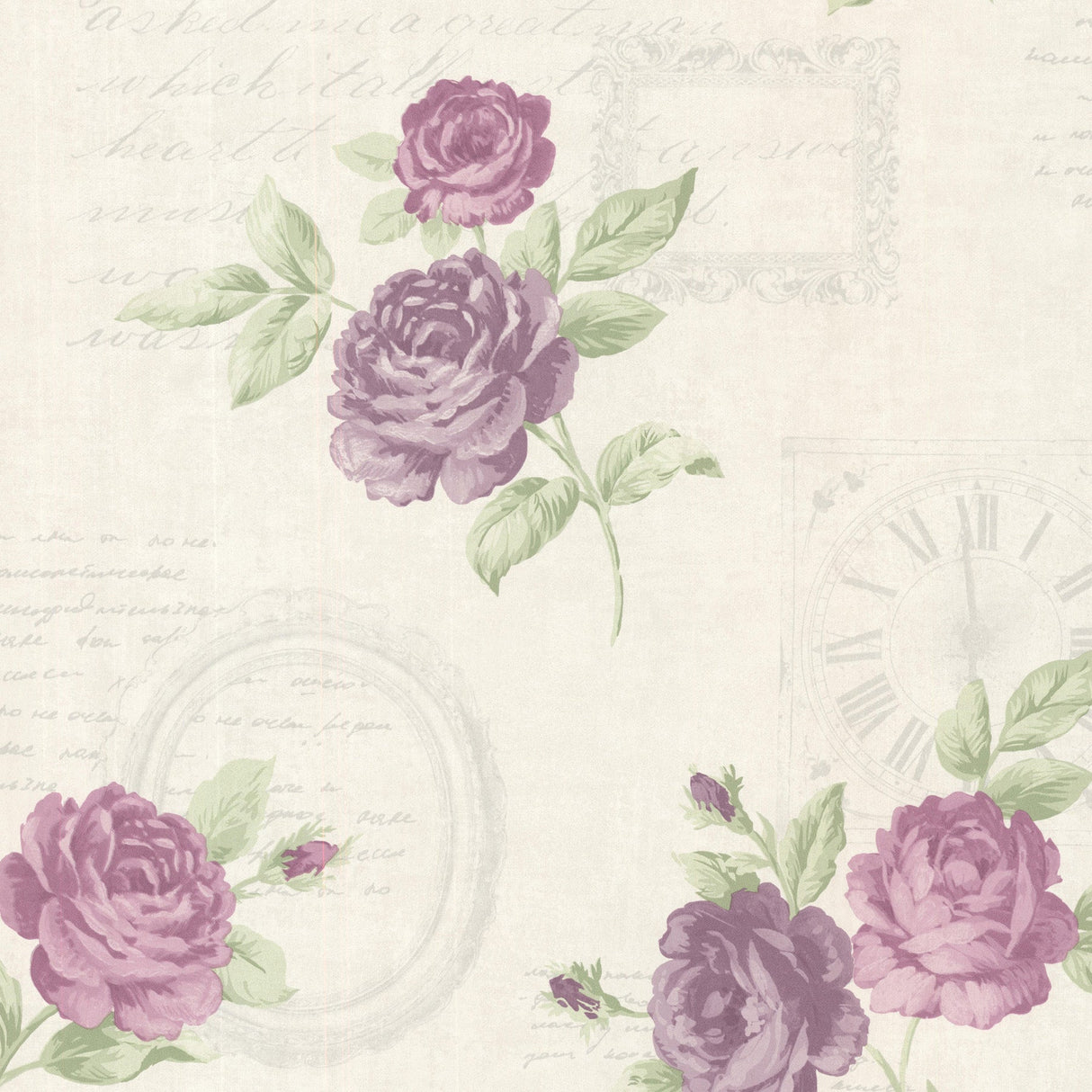 Brewster 2532-20451 Venetia Violet Vintage Rose Toss Wallpaper