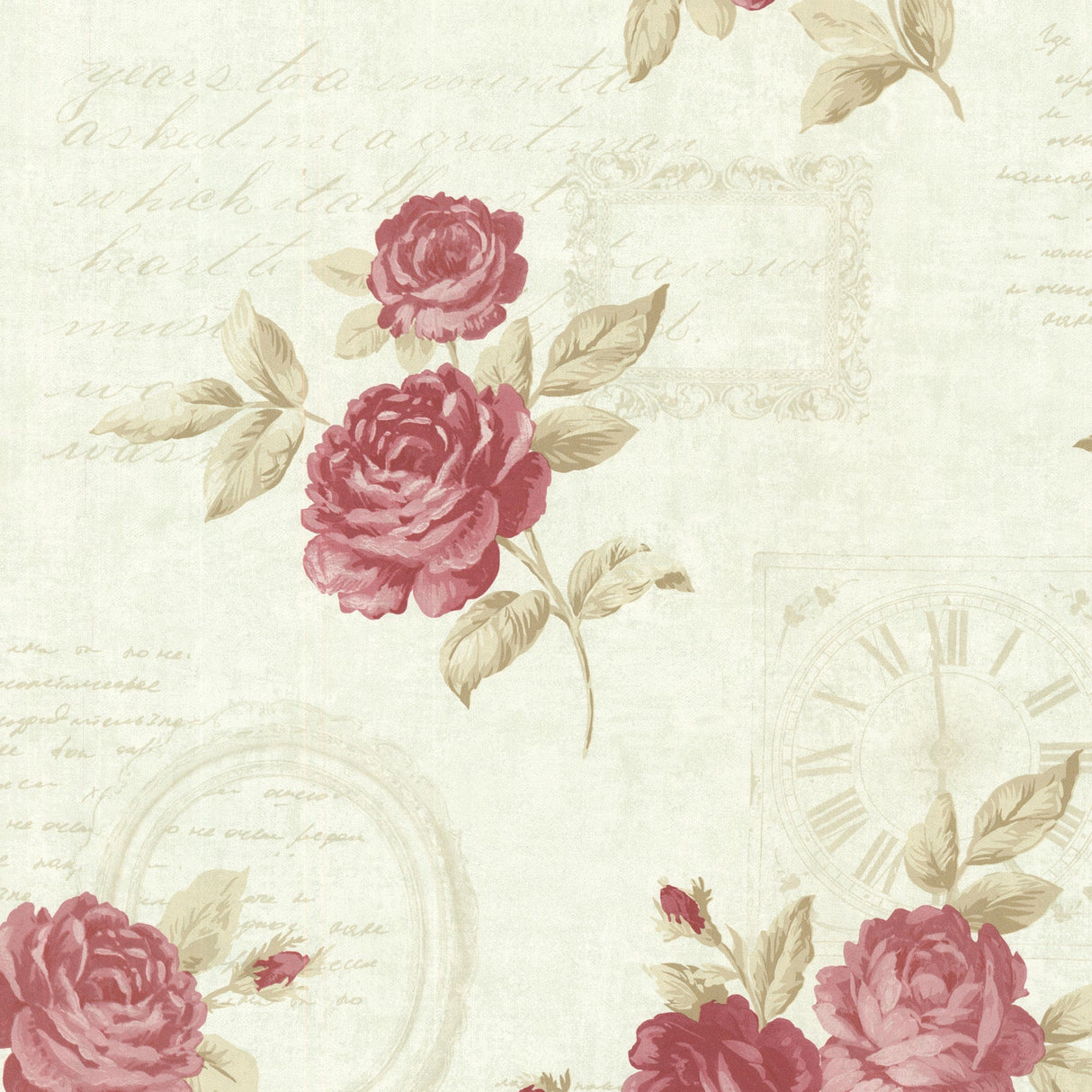 Brewster 2532-20452 Venetia Mint Vintage Rose Toss Wallpaper