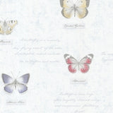 Brewster 2532-20454 Admiral Blue Butterflies And Script Wallpaper