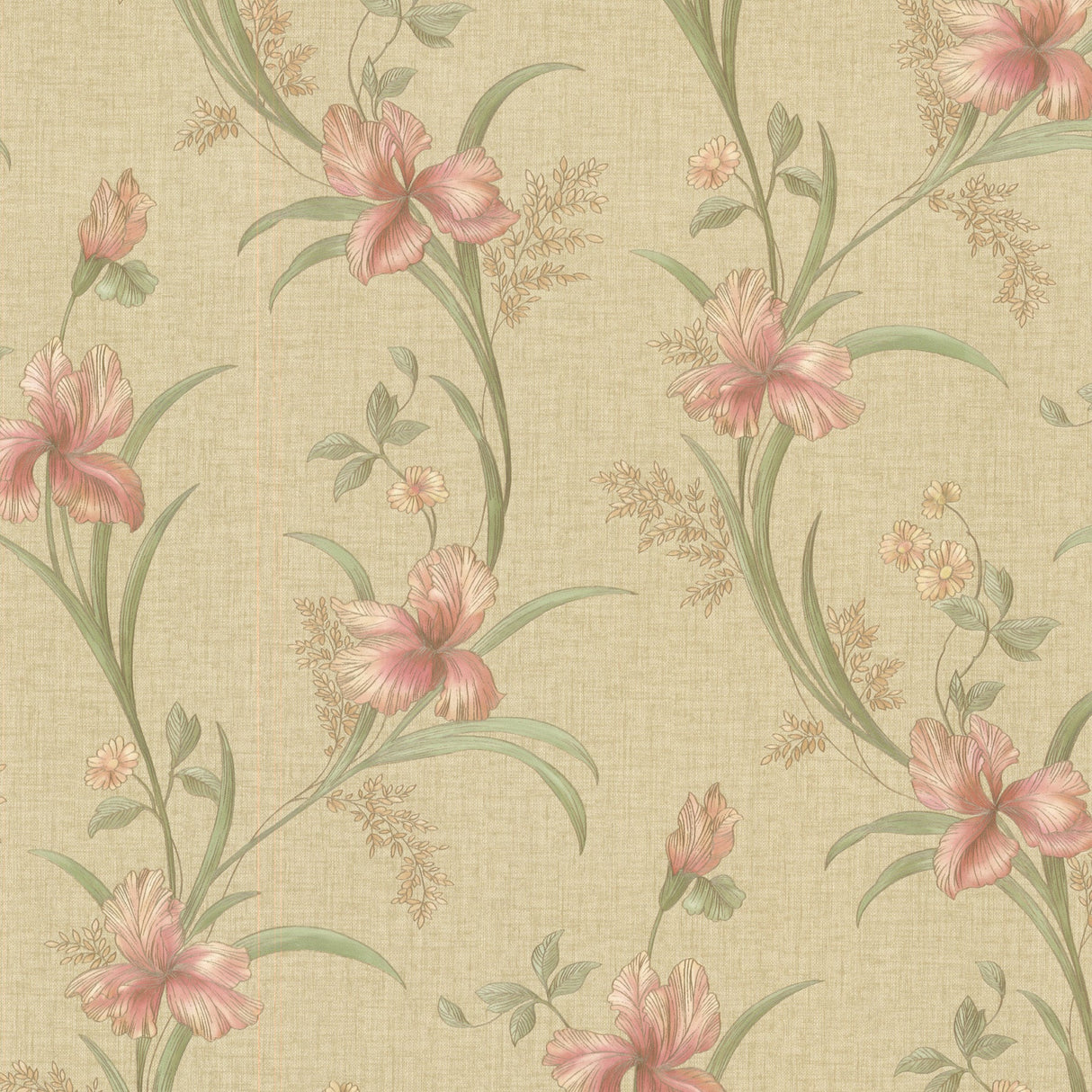 Brewster 2532-20466 Misty Pink Lily Trail Wallpaper