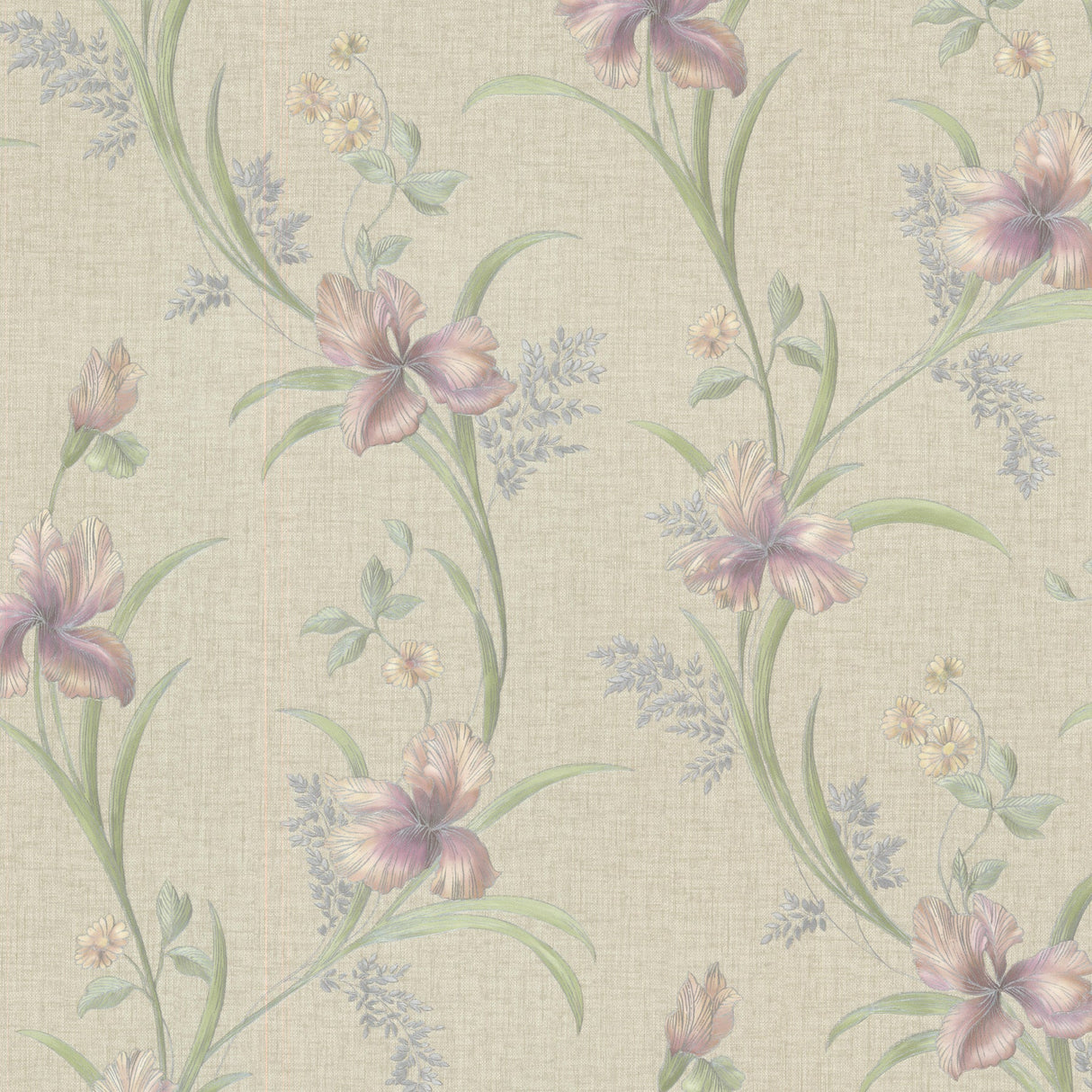 Brewster 2532-20467 Misty Lavender Lily Trail Wallpaper