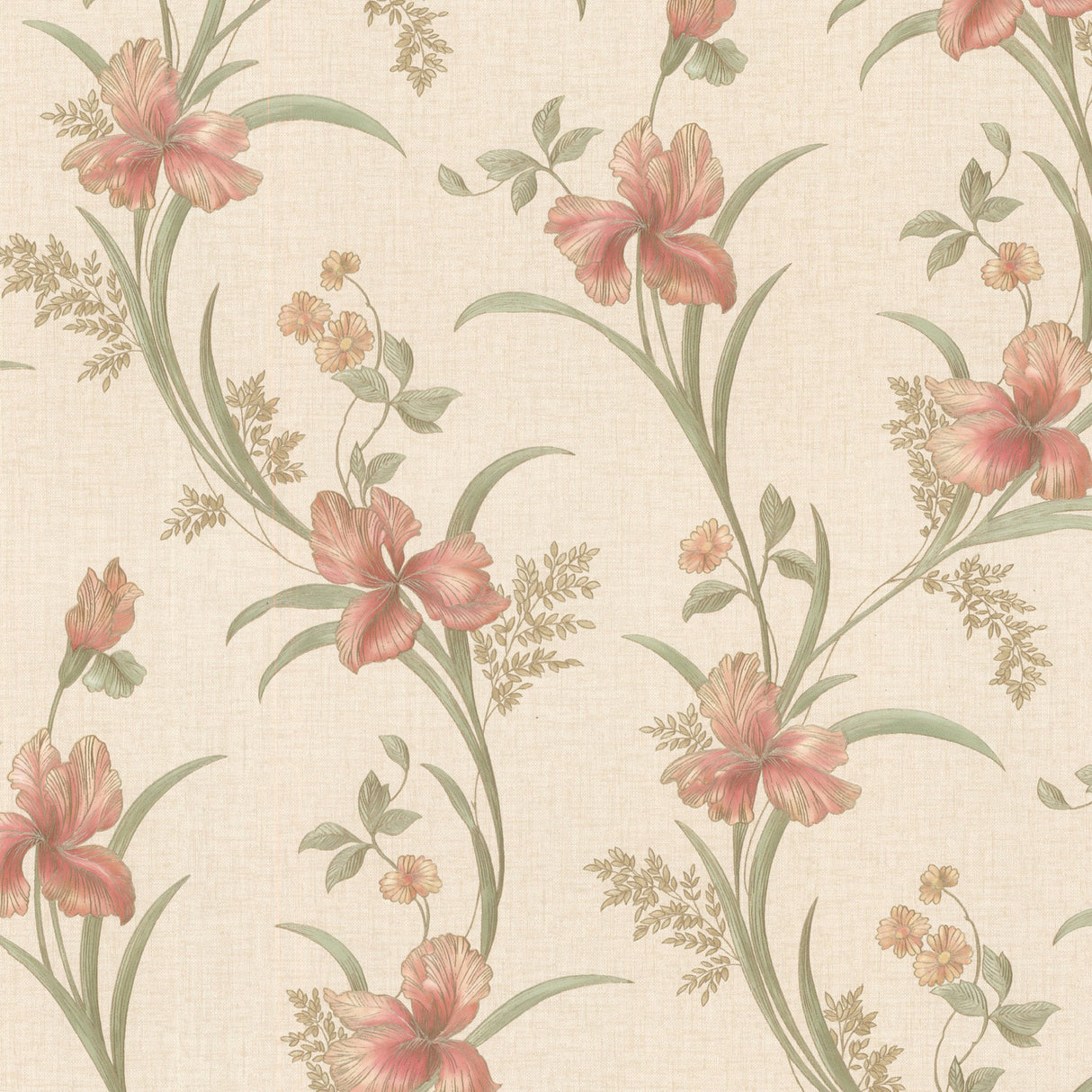 Brewster 2532-20468 Misty Peach Lily Trail Wallpaper