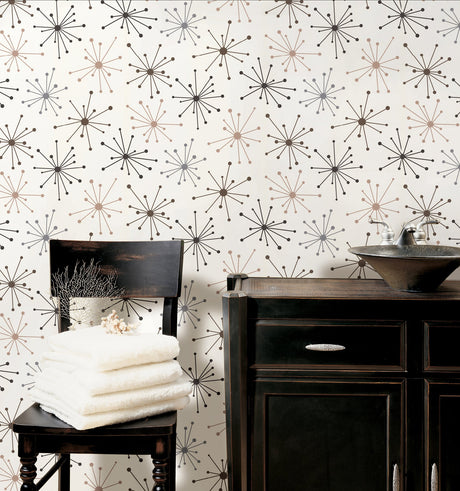 Brewster 2532-20474 Jax Espresso Starburst Wallpaper