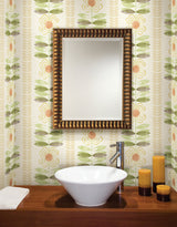 Brewster 2532-20672 Avril Yellow Modern Floral Stripe Wallpaper