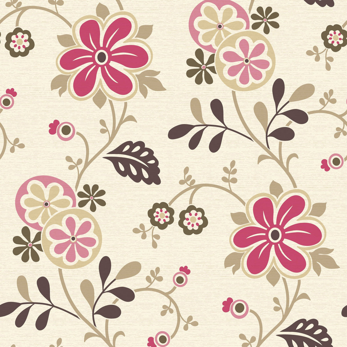 Brewster 2532-20676 Darlene Magenta Modern Floral Trail Wallpaper