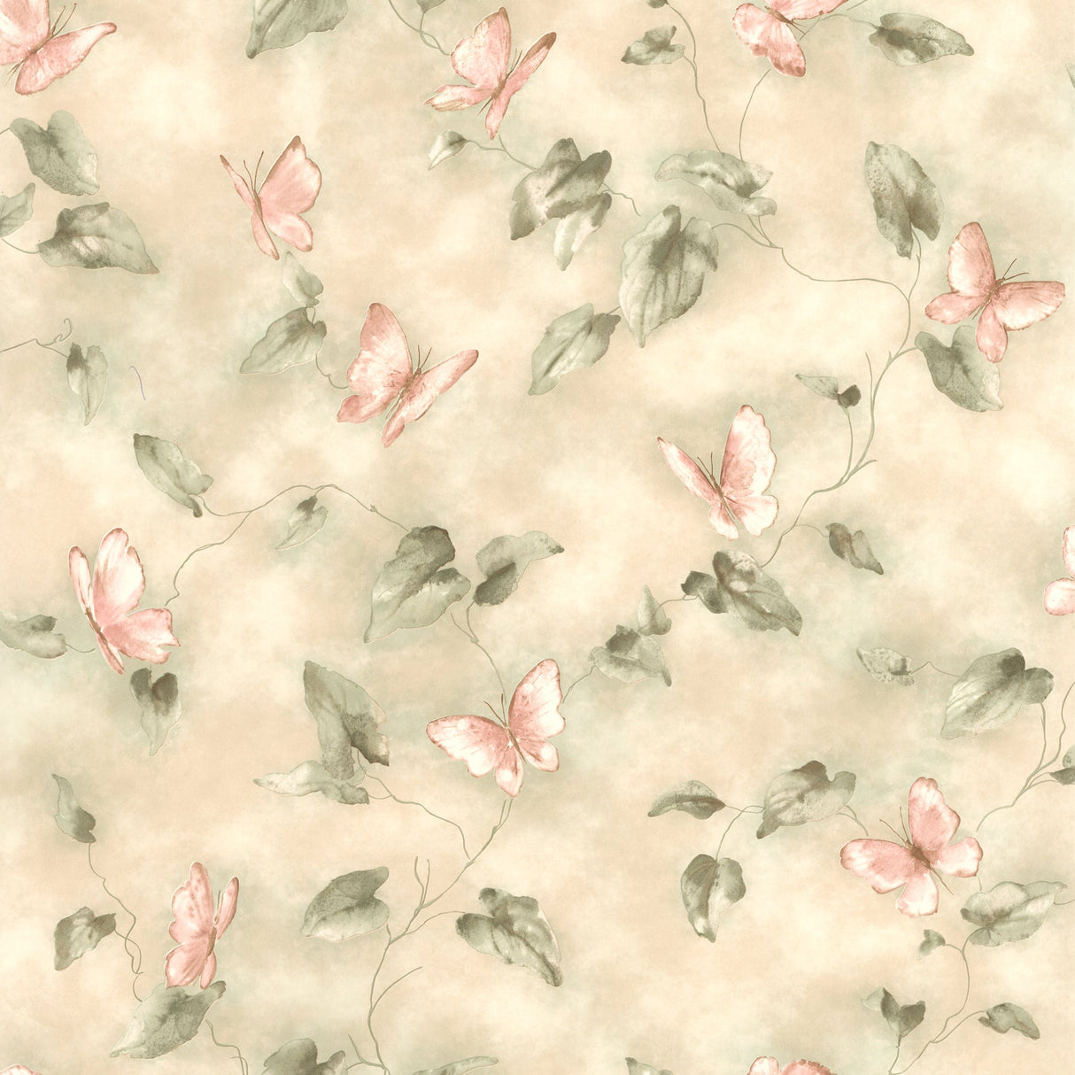 Brewster 2532-45108 Aveline Pink Butterfly Trail Wallpaper