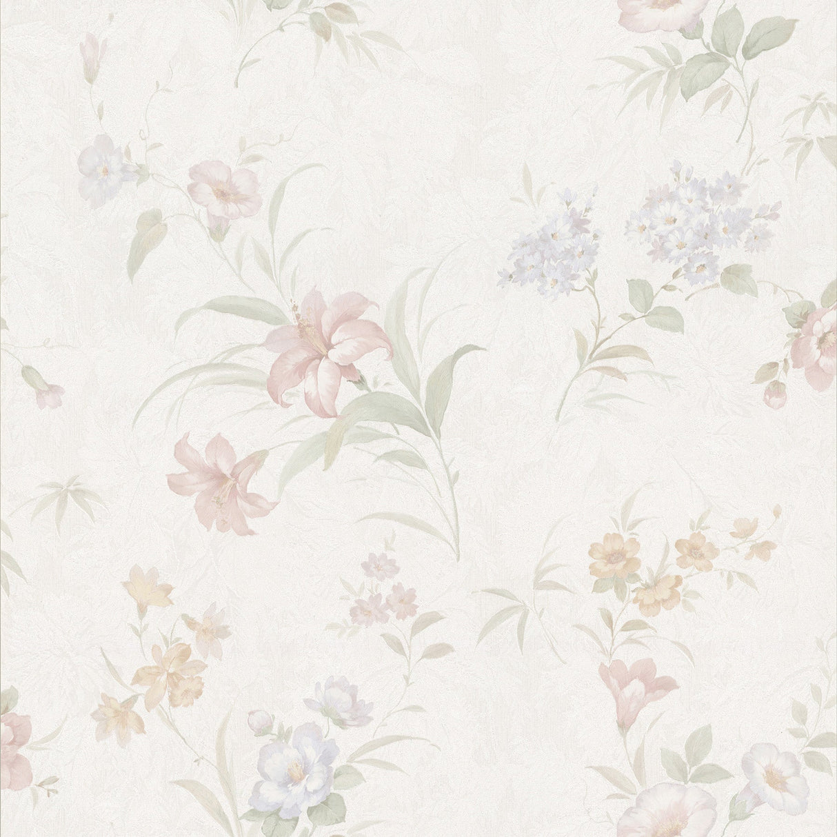 Brewster 2532-73317 Arlette Pastel Satin Floral Toss Wallpaper