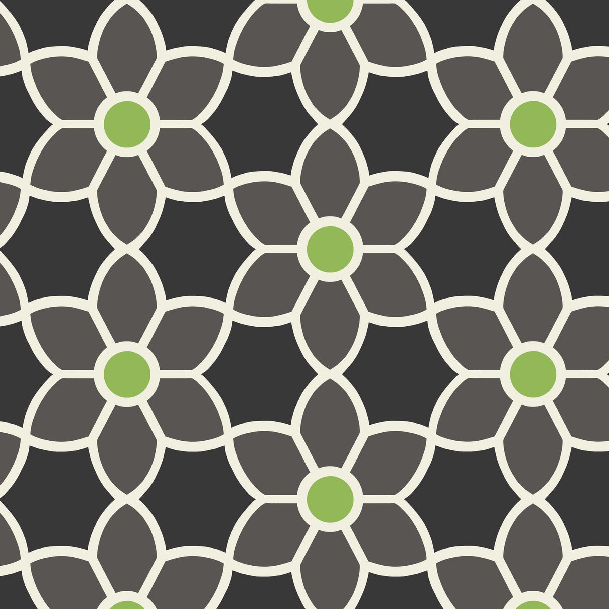 Beacon House 2535-20606 Blossom Black Geometric Floral Wallpaper