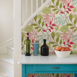 Beacon House 2535-20629 Eden Pink Modern Leaf Trail Wallpaper