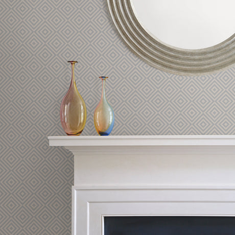 Beacon House 2535-20658 Metropolitan Grey Geometric Diamond Wallpaper