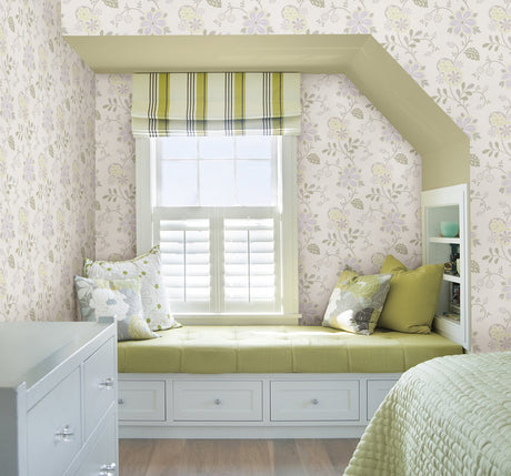 Beacon House 2535-20680 Amelie Purple Modern Floral Trail Wallpaper