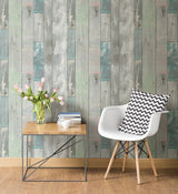 A-Street Prints 2540-20416 Deena Turquoise Distressed Wood Wallpaper