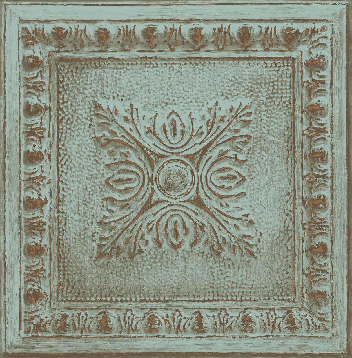 A-Street Prints 2540-24032 Ornamental Turquoise Tin Tile Wallpaper