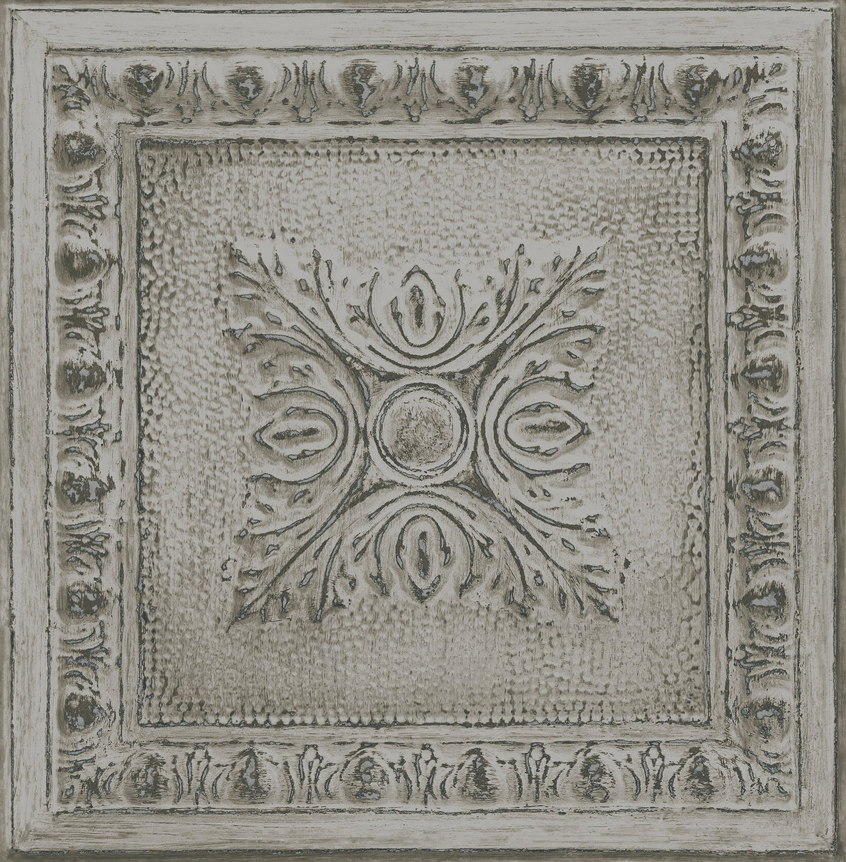 A-Street Prints 2540-24034 Ornamental Grey Tin Tile Wallpaper