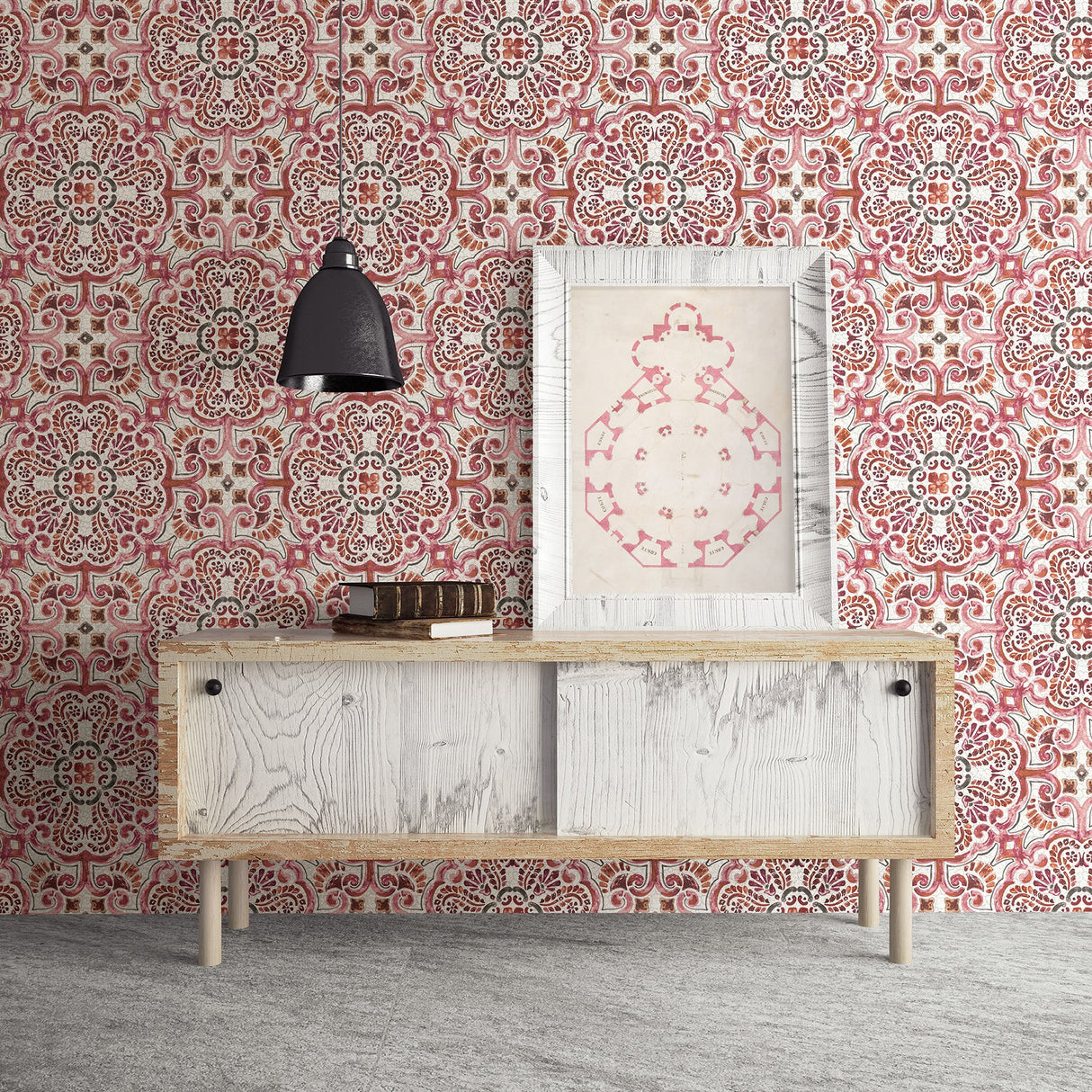 A-Street Prints 2540-24043 Florentine Pink Tile Wallpaper