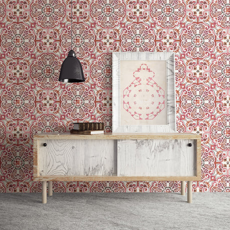 A-Street Prints 2540-24043 Florentine Pink Tile Wallpaper