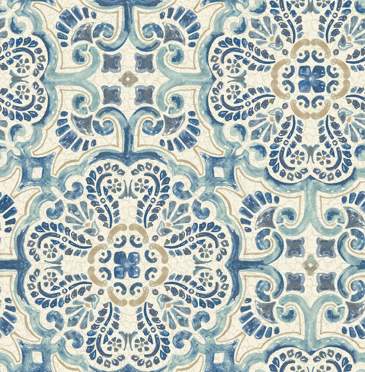 A-Street Prints 2540-24046 Florentine Blue Tile Wallpaper