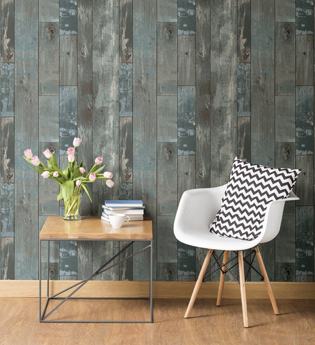 A-Street Prints 2540-24053 Deena Blue Distressed Wood Wallpaper