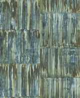 A-Street Prints 2540-24062 Patina Panels Blue Metal Wallpaper