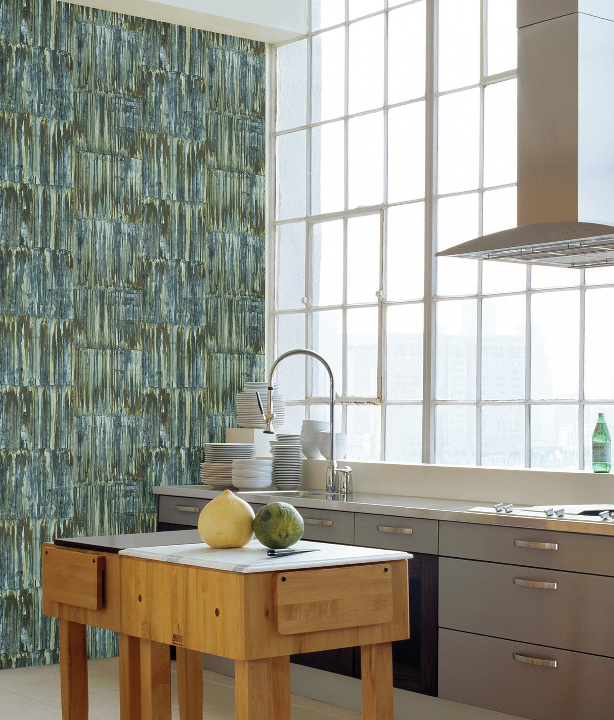 A-Street Prints 2540-24062 Patina Panels Blue Metal Wallpaper