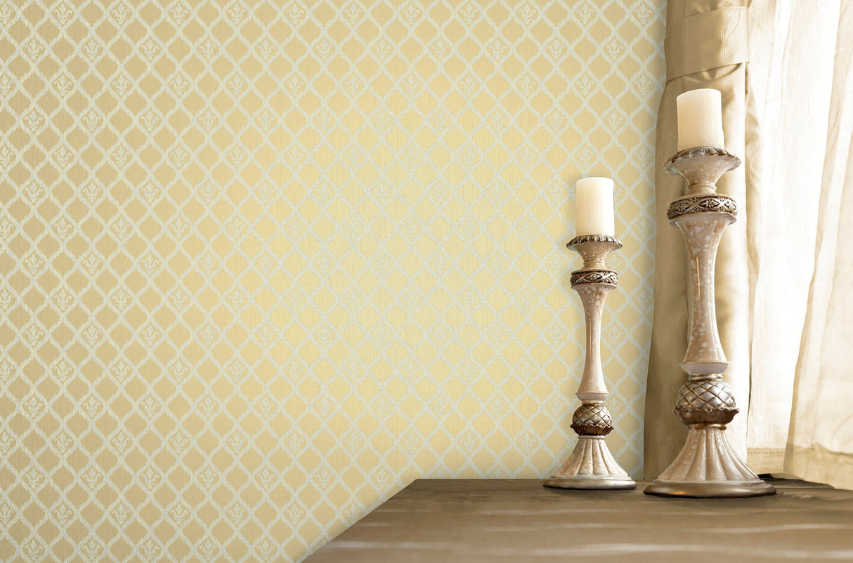 Kenneth James 2542-20704 Jakarta Gold Ikat Motif Wallpaper