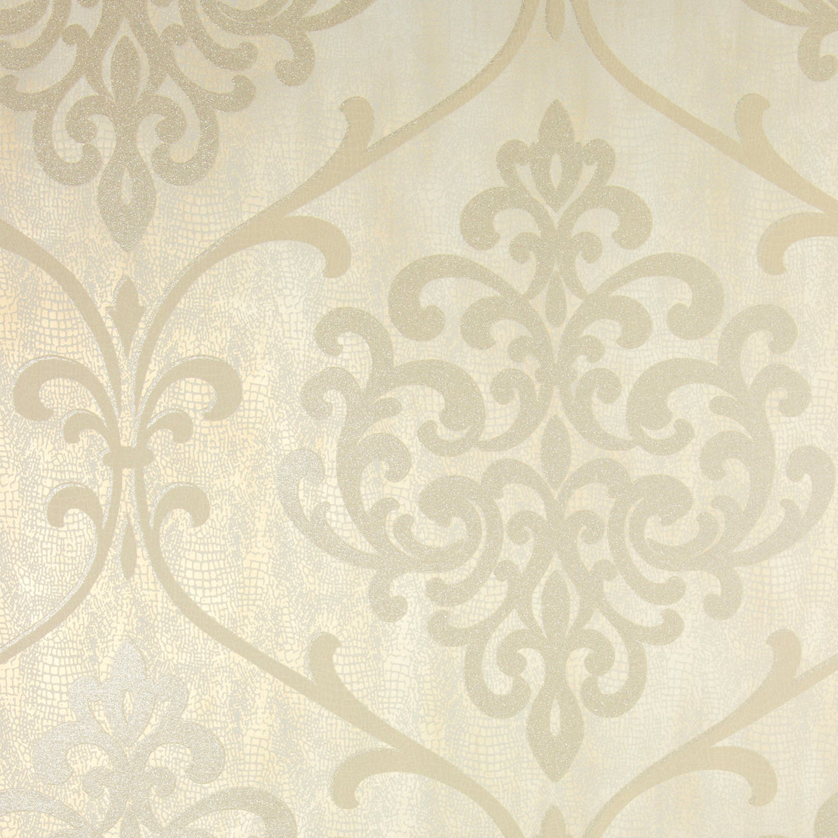 Kenneth James 2542-20712 Ambrosia Champagne Glitter Damask Wallpaper