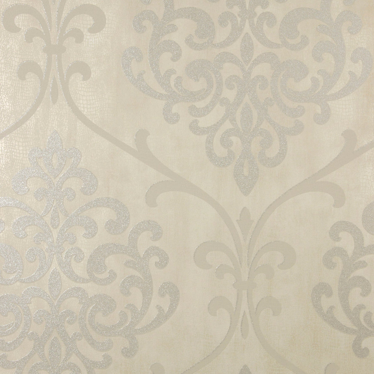 Kenneth James 2542-20716 Ambrosia Taupe Glitter Damask Wallpaper